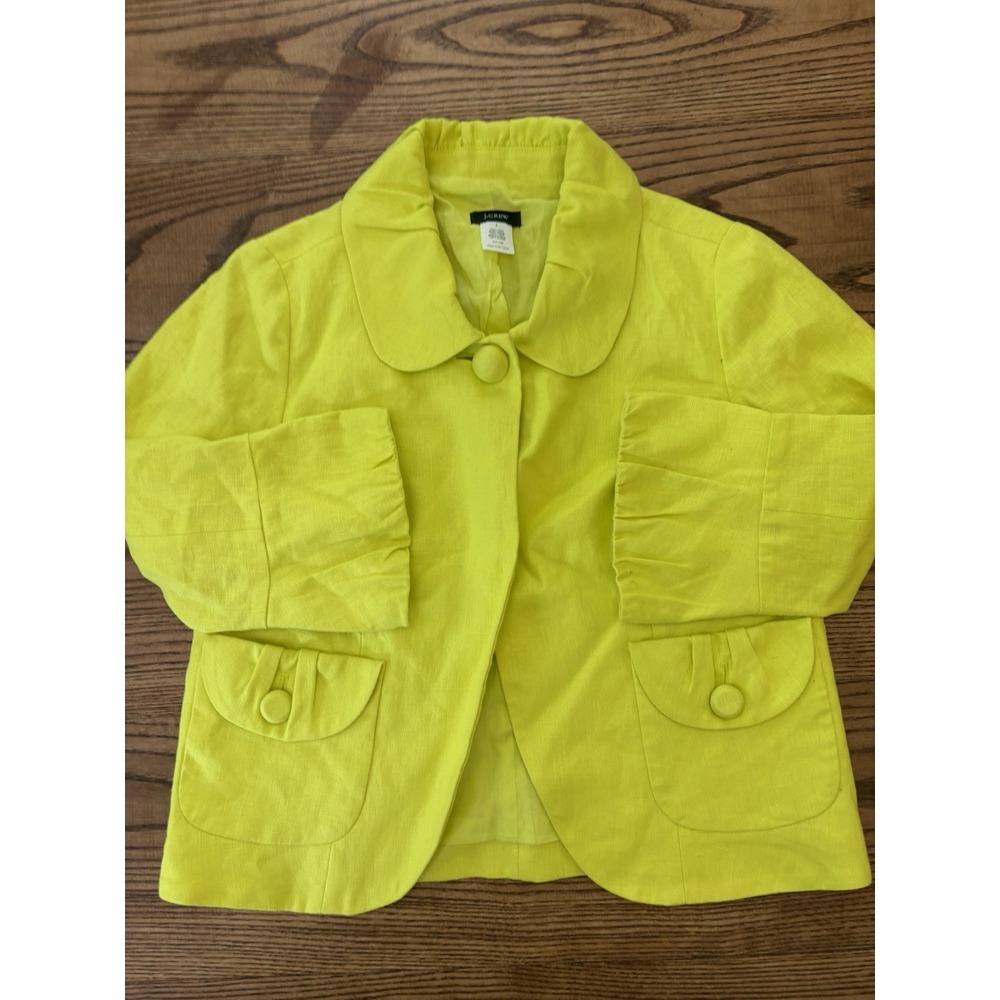 J. Crew Women's Citron 100% Linen Tulip‎ Blazer Jacket Size 2